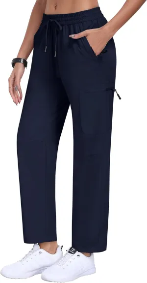 MoFiz Women's Hiking Cargo Pants Lightweight Joggers Elastic Waist Athletic Outdoor Sweatpants Casual Travel Pant with Pocket