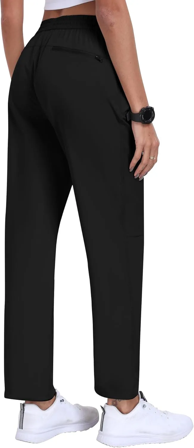 MoFiz Women's Hiking Cargo Pants Lightweight Joggers Elastic Waist Athletic Outdoor Sweatpants Casual Travel Pant with Pocket