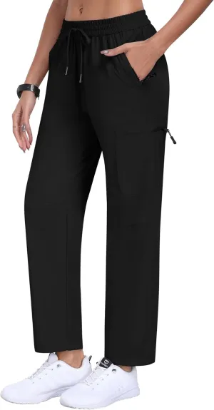 MoFiz Women's Hiking Cargo Pants Lightweight Joggers Elastic Waist Athletic Outdoor Sweatpants Casual Travel Pant with Pocket