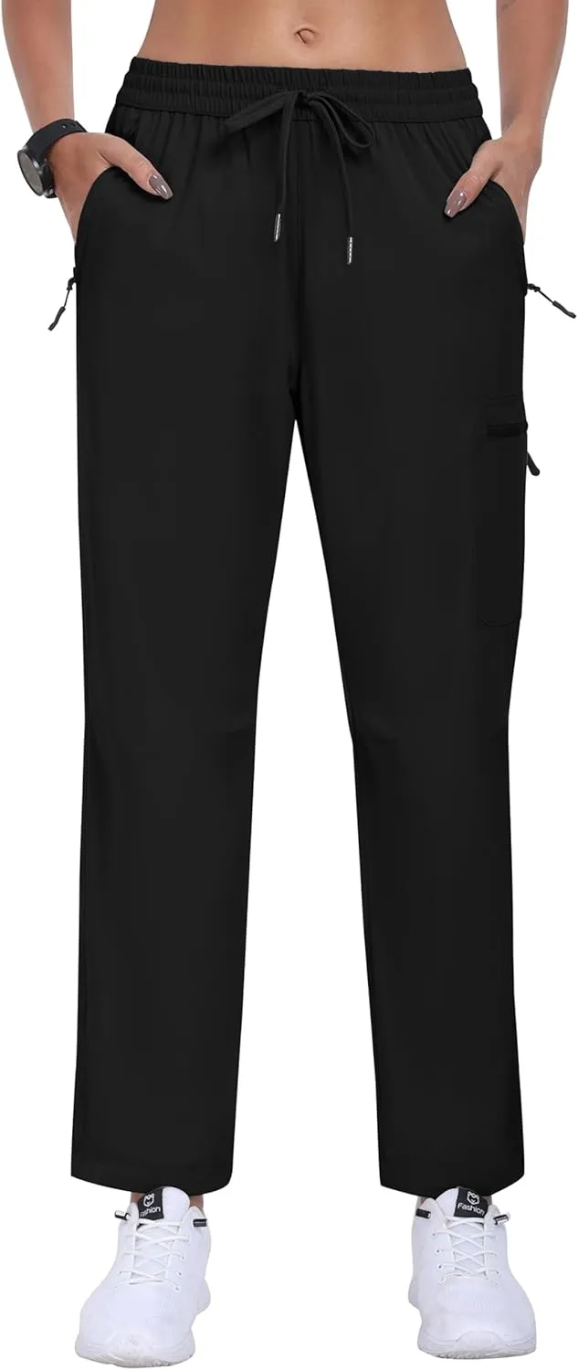 MoFiz Women's Hiking Cargo Pants Lightweight Joggers Elastic Waist Athletic Outdoor Sweatpants Casual Travel Pant with Pocket