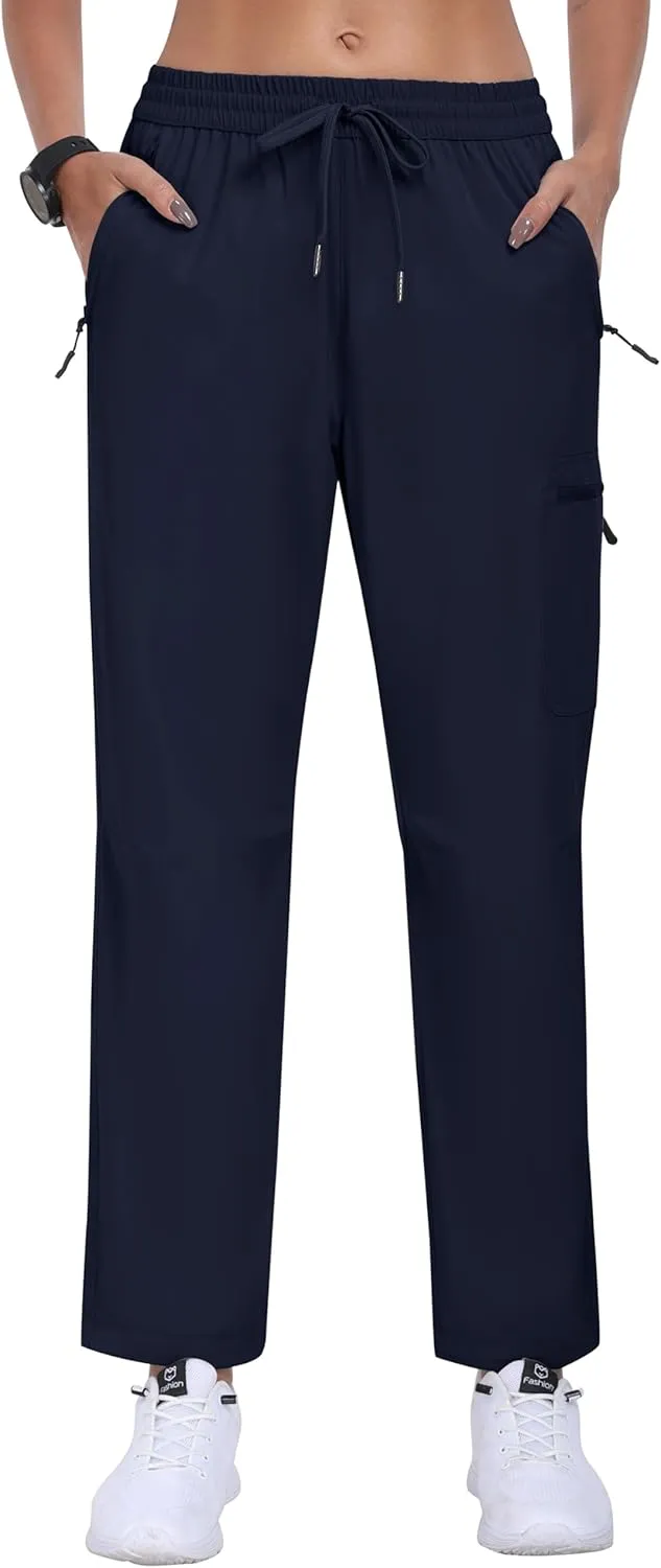 MoFiz Women's Hiking Cargo Pants Lightweight Joggers Elastic Waist Athletic Outdoor Sweatpants Casual Travel Pant with Pocket