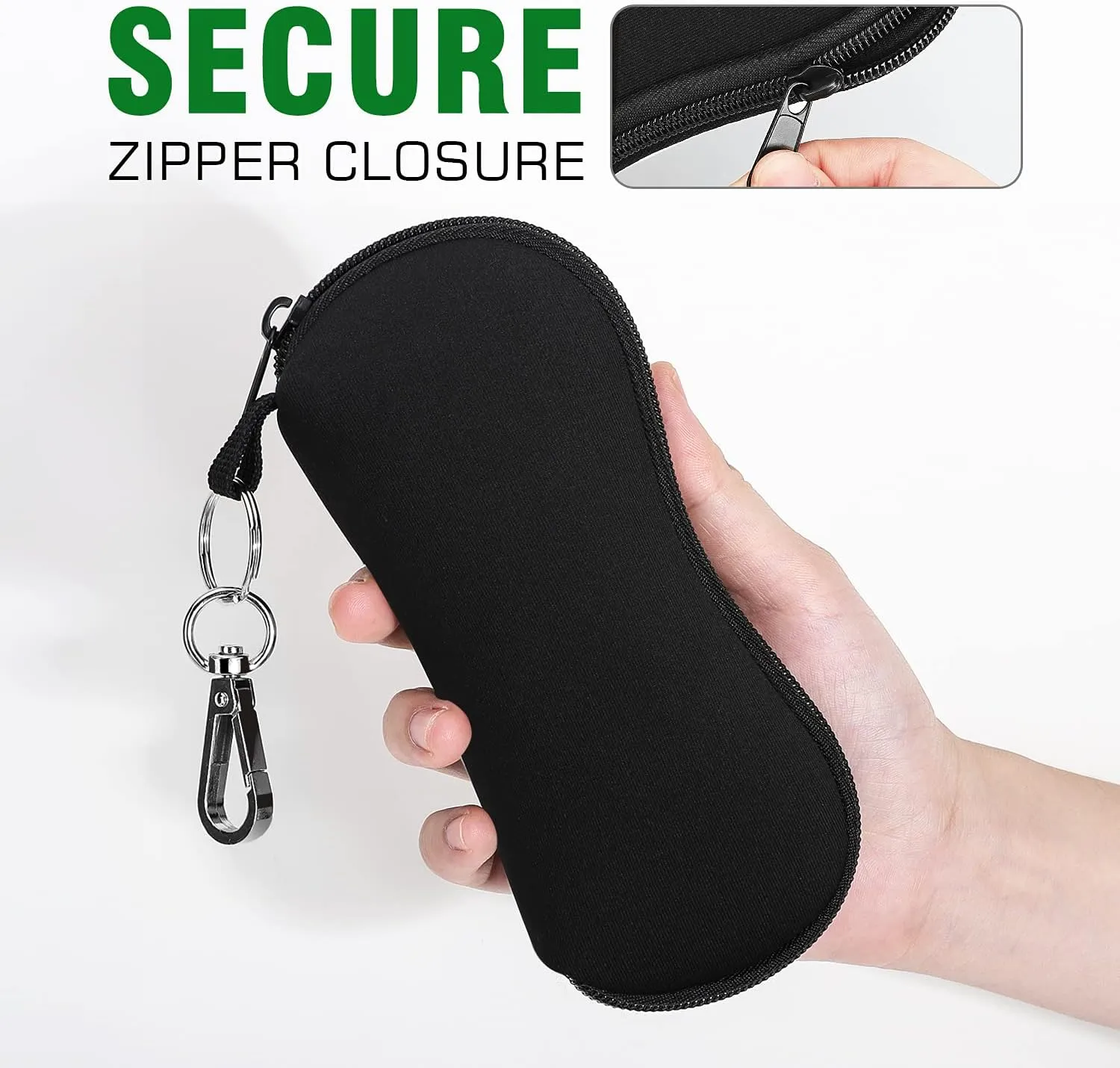 MoKo Sunglasses Soft Case 2 Pack, Ultra Light Portable Neoprene Zipper Glasses Case, Eyeglass Safety Pouch Box with Belt Clip