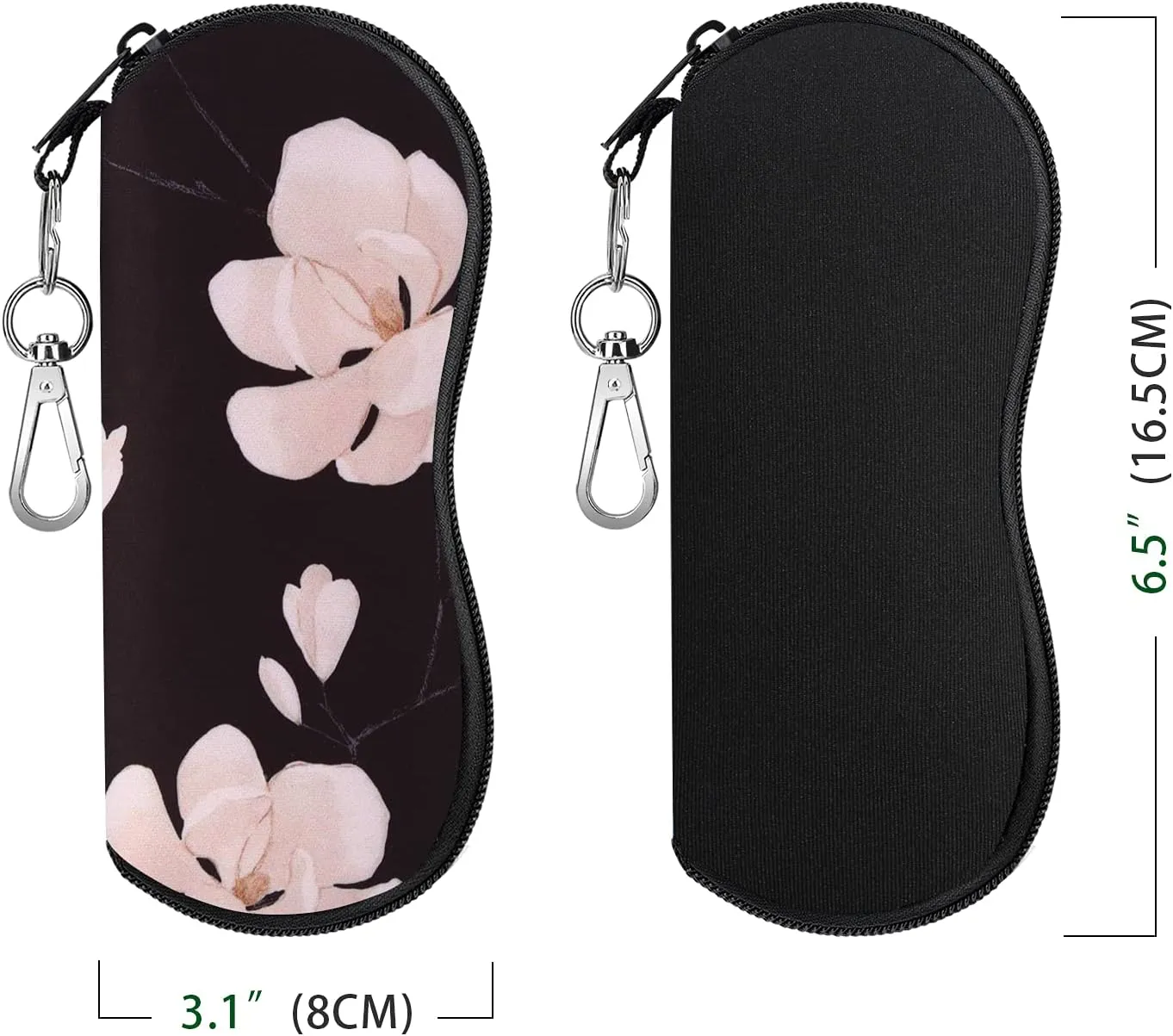MoKo Sunglasses Soft Case 2 Pack, Ultra Light Portable Neoprene Zipper Glasses Case, Eyeglass Safety Pouch Box with Belt Clip
