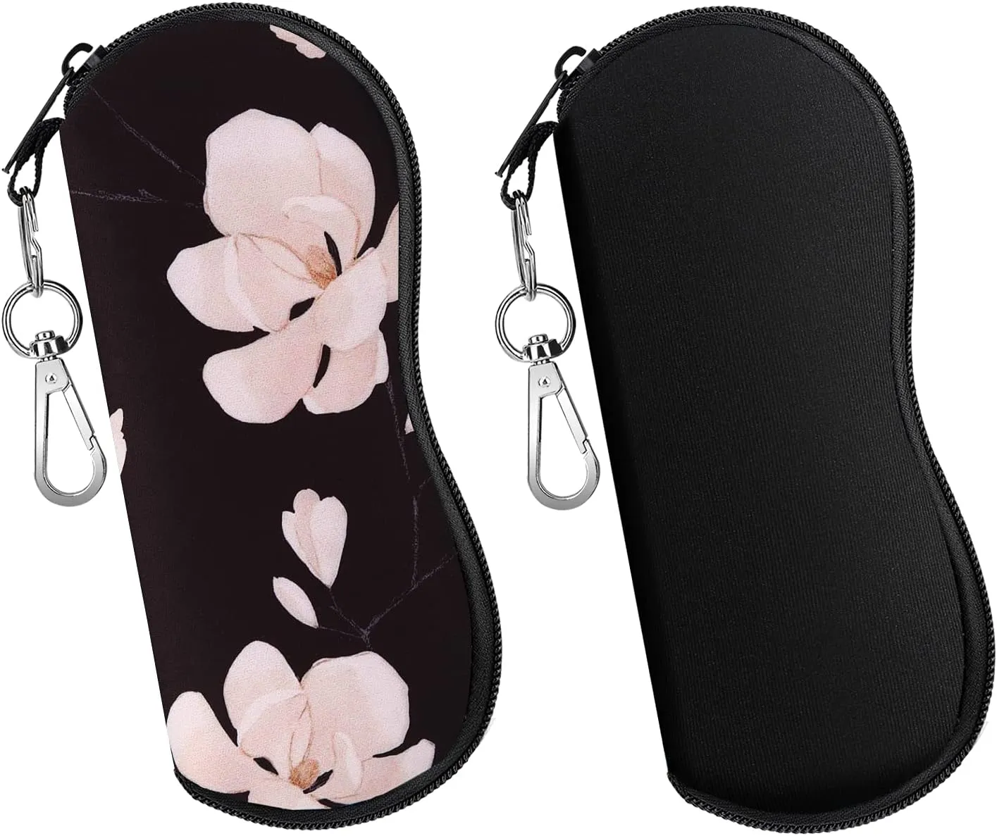 MoKo Sunglasses Soft Case 2 Pack, Ultra Light Portable Neoprene Zipper Glasses Case, Eyeglass Safety Pouch Box with Belt Clip