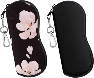 MoKo Sunglasses Soft Case 2 Pack, Ultra Light Portable Neoprene Zipper Glasses Case, Eyeglass Safety Pouch Box with Belt Clip