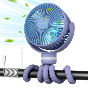 Momcozy 8000mAh Portable Stroller Fan, 27H Ultra-long Battery Life Detachable 4 Speed 360°Rotate LED Night Light with 2 Modes, USB Rechargeable Handheld Cooling Fan for Travel/Car Seat/Bedroom