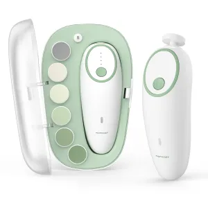 Momcozy Baby Nail File Electric, Gentle Baby Nail Trimmer Electric Rechargeable, Baby Nail Clipper Electric, 7 Grinding Head Replacement Pads