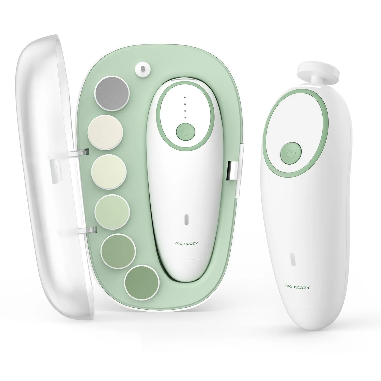 Momcozy Baby Nail File Electric, Gentle Baby Nail Trimmer Electric Rechargeable, Baby Nail Clipper Electric, 7 Grinding Head Replacement Pads