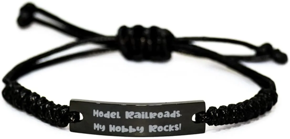 Motivational Model Railroads Black Rope Bracelet, Model Railroads. My Hobby Rocks!, Cute Gifts for Friends, Birthday Gifts, Model trains, Train set, Toy train, train set, Electric train set, HO scale