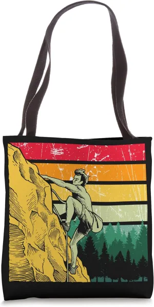 Mountains Outdoor Rock Climber Bouldering Retro Climbing Tote Bag