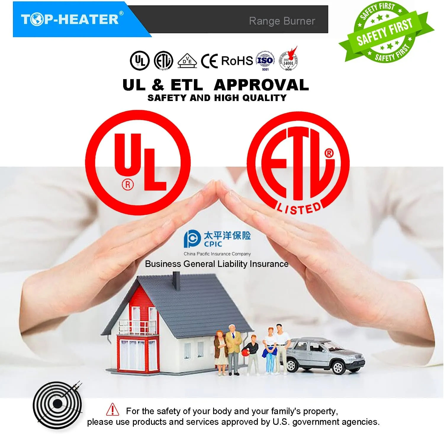 MP21YA Electric Stove Burners Replacement,Upgraded TOP-HEATER 234000 8" Electric Range Burner Element Unit Set For Whirlpool KitchenAid Norge,Fit MP22YA Range Stove Burner Top Surface Element,1Pack