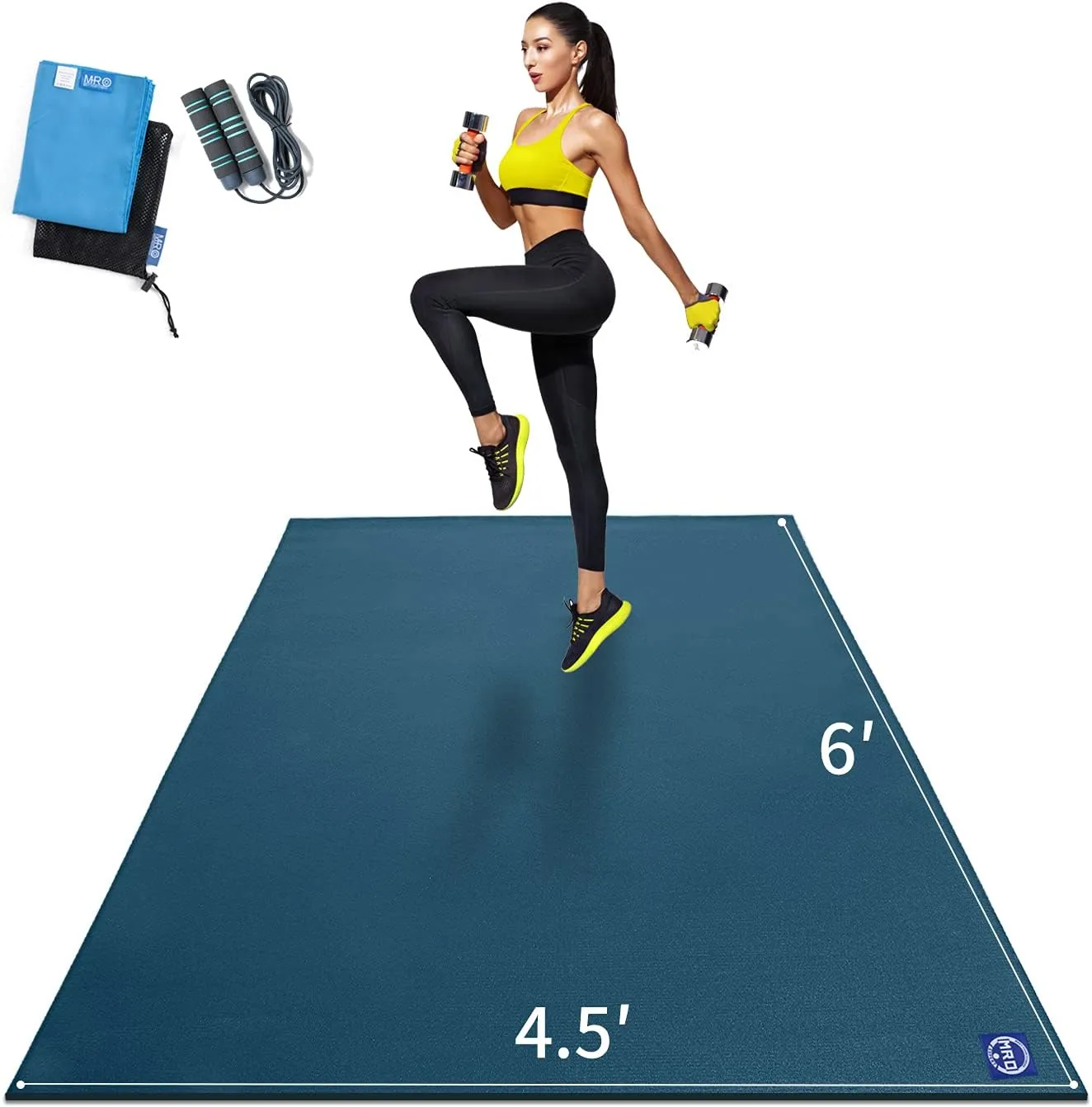 MRO Extra Large Exercise Mat For Home Gym, 8'x4.5'/7'x4.5'/6'x4.5'(7mm) Workout Mats for Gym Flooring, Non-Slip, Extra Thick Durable Cardio Mat, Ideal for Plyo, Weights, MMA, Jump Rope -Shoe Friendly