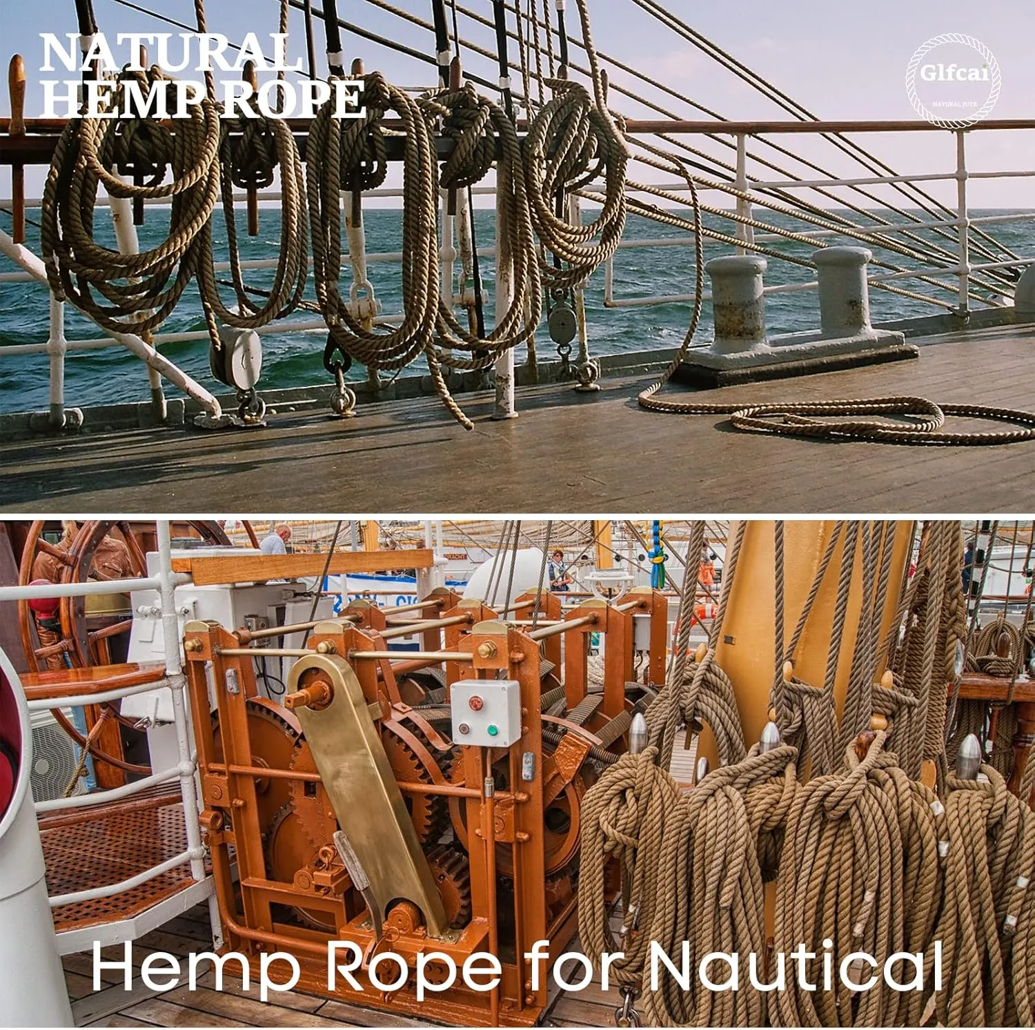 Natural Hemp Rope (1 in X 50 Ft) Twisted Manila Rope Thick Jute Rope for Crafts, Porch Swing Rope, Hemp Rope for Decor, Railing, Docks, Landscaping