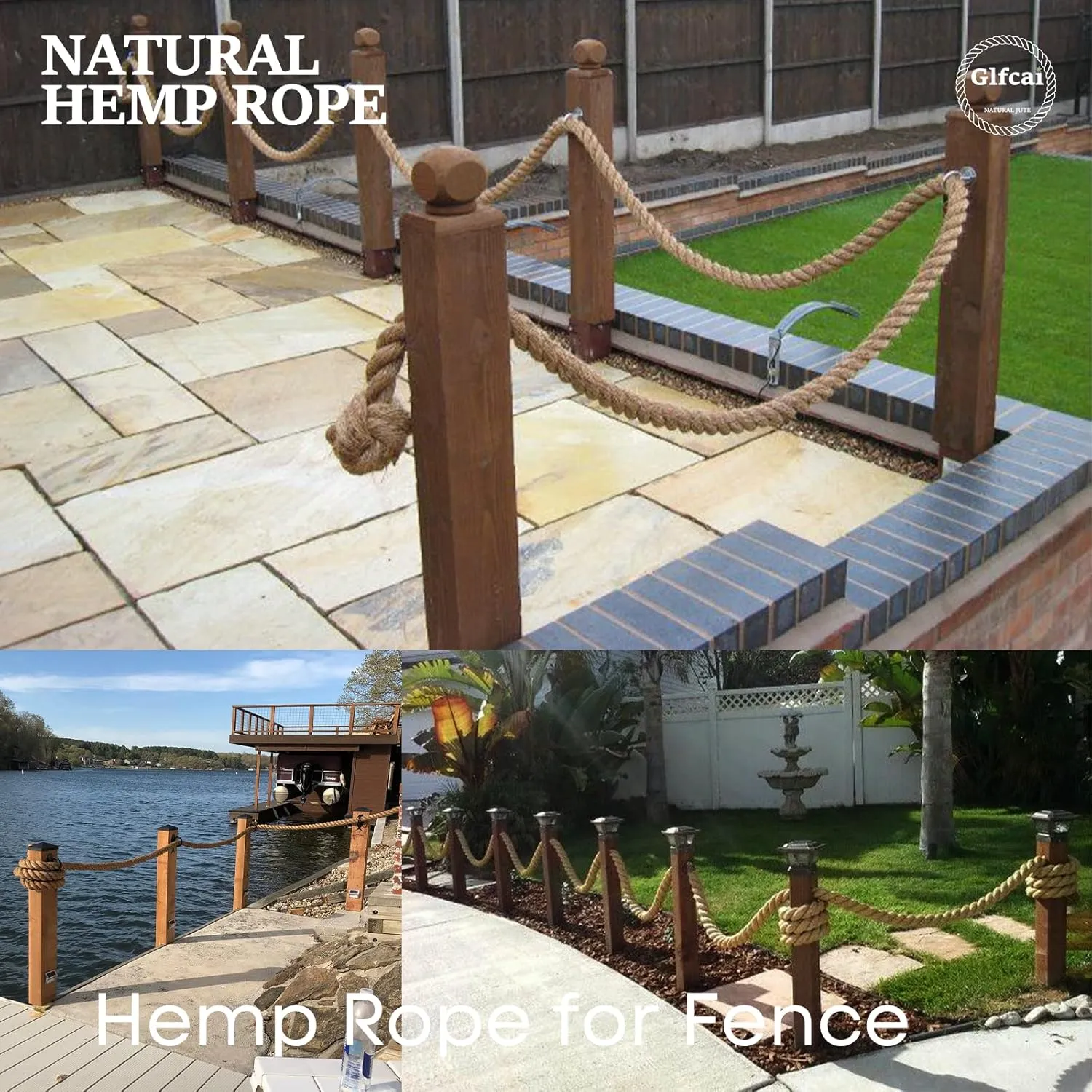 Natural Hemp Rope (1 in X 50 Ft) Twisted Manila Rope Thick Jute Rope for Crafts, Porch Swing Rope, Hemp Rope for Decor, Railing, Docks, Landscaping