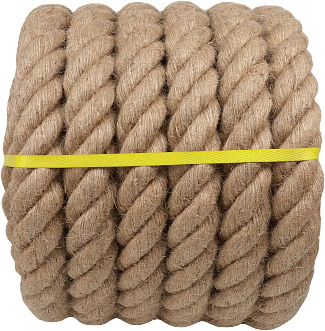 Natural Jute Hemp Rope (2 Inch x 65 Feet) Heavy Duty Manila Rope for Docks, Railings, Climbing, Landscaping, Decorating