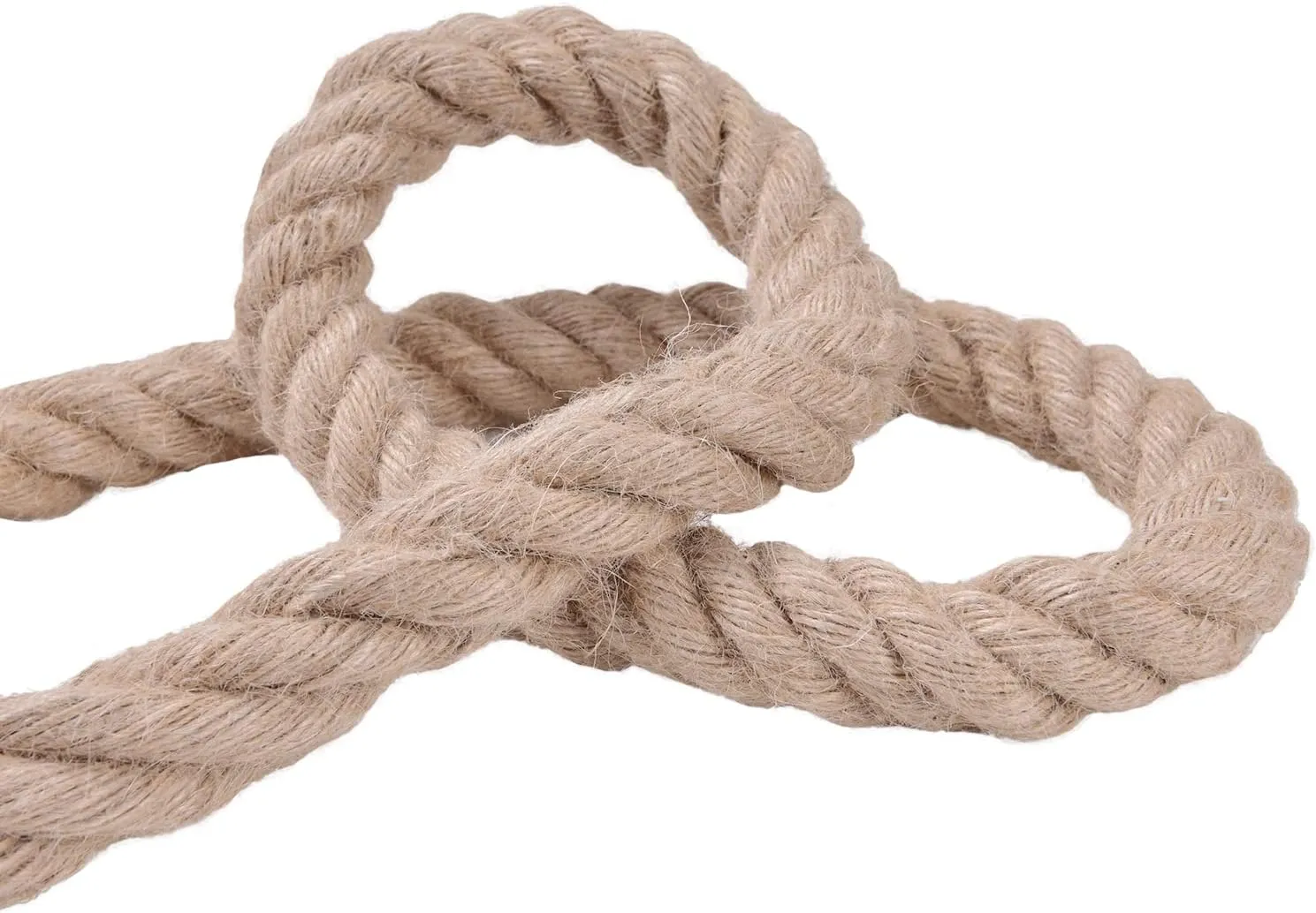 Natural Jute Rope 1 Inch x 50 Ft - Heavy Duty 900 LB Strength, Twisted Hemp Rope for Crafts, Porch Swings, Tug of War, Deer Hunting, Nautical Decor, Landscaping & Home DIY Projects
