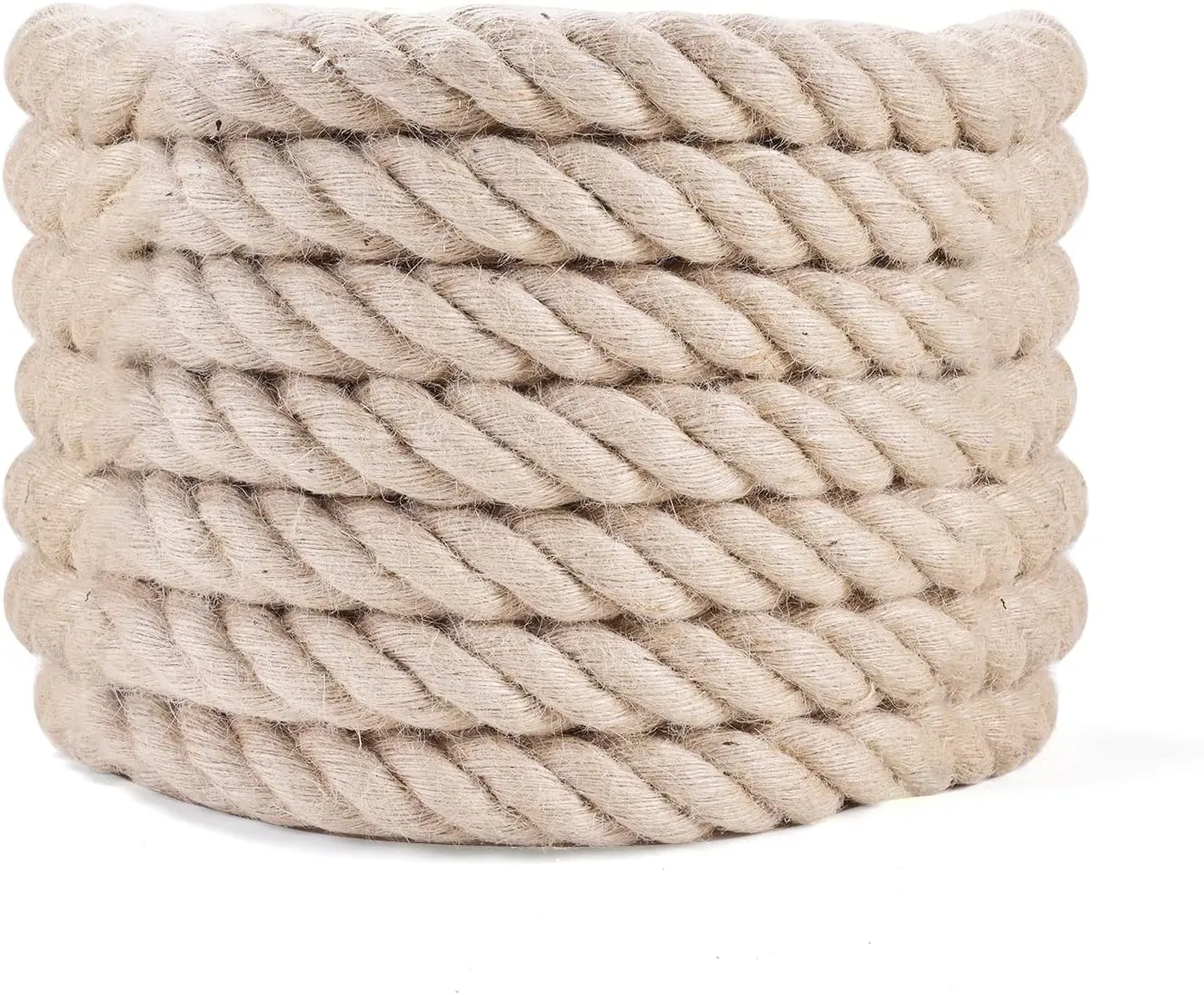 Natural Jute Rope 1 Inch x 50 Ft - Heavy Duty 900 LB Strength, Twisted Hemp Rope for Crafts, Porch Swings, Tug of War, Deer Hunting, Nautical Decor, Landscaping & Home DIY Projects