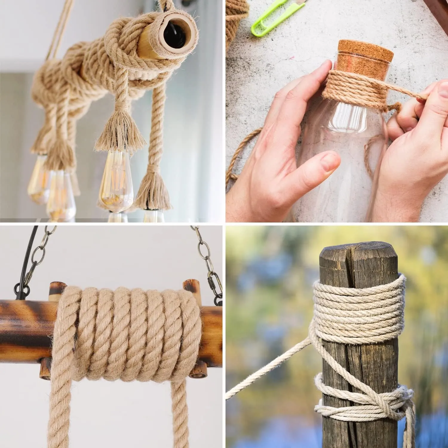 Natural Jute Rope 1 Inch x 50 Ft - Heavy Duty 900 LB Strength, Twisted Hemp Rope for Crafts, Porch Swings, Tug of War, Deer Hunting, Nautical Decor, Landscaping & Home DIY Projects