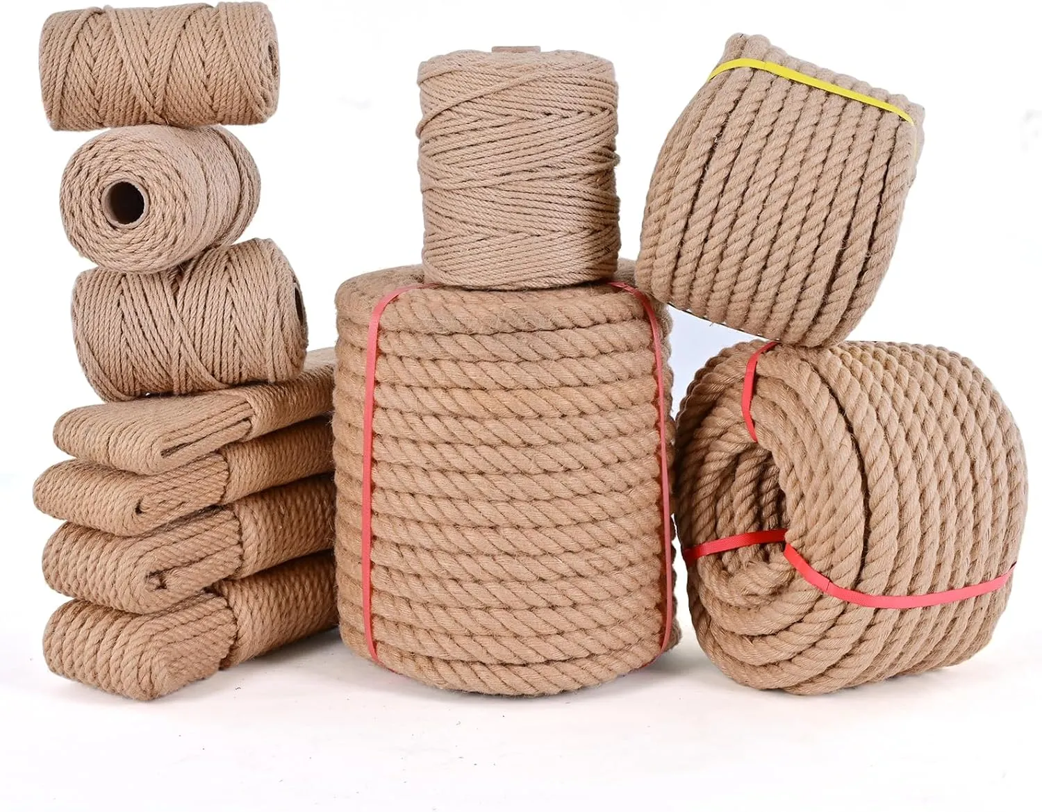 Natural Jute Rope,1/2 Inch 100 Ft, Twisted Manila Rope, Twine String Indoor Outdoor DIY 1/2 inch Thick, Home Decor Crafts for Bundling, Porch Swing, Railing, Docks, Landscaping