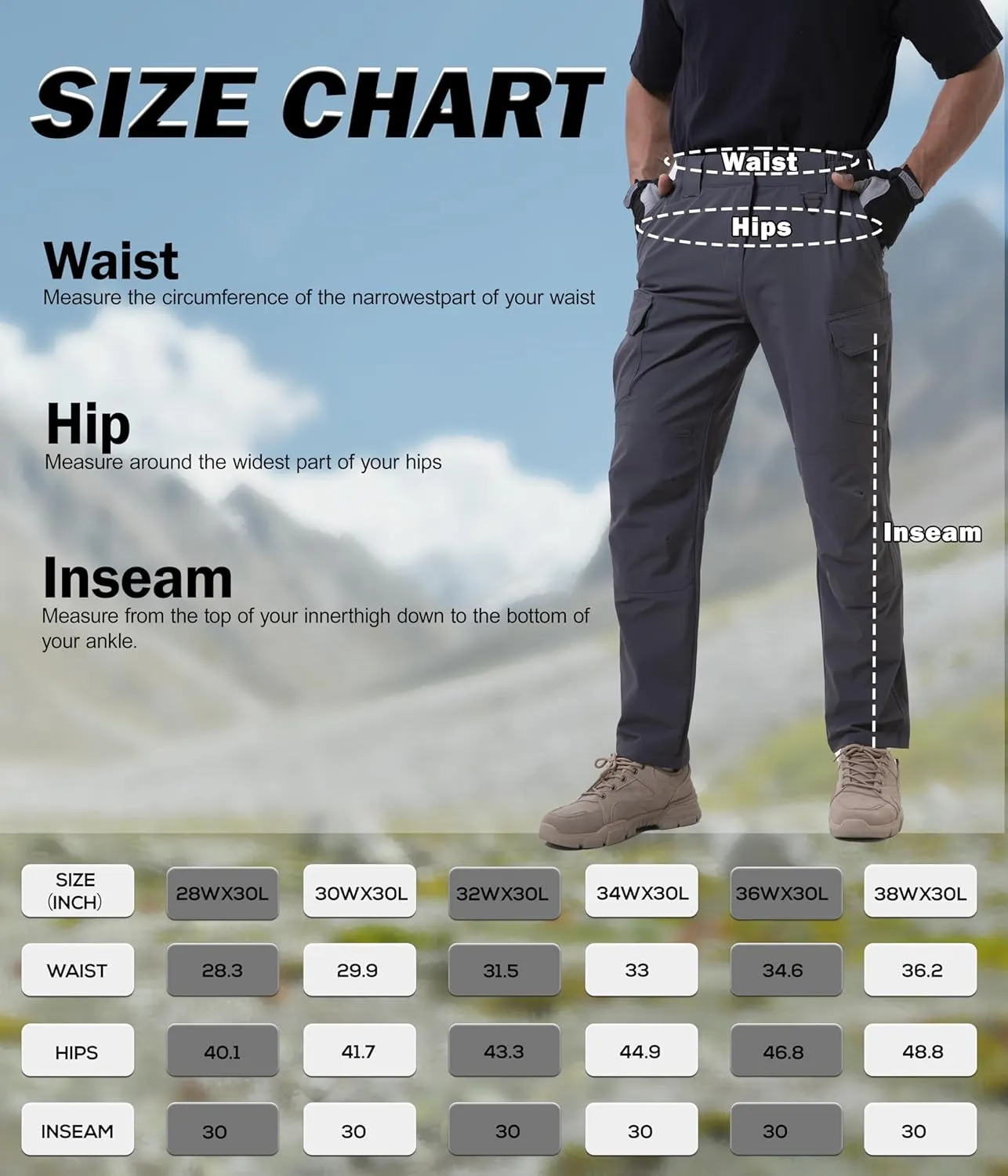 NATUVENIX Lightweight Mens Hiking Pants Quick Dry Travel Pants for Men Water Resistant Work Pants Men with Pockets Outdoor