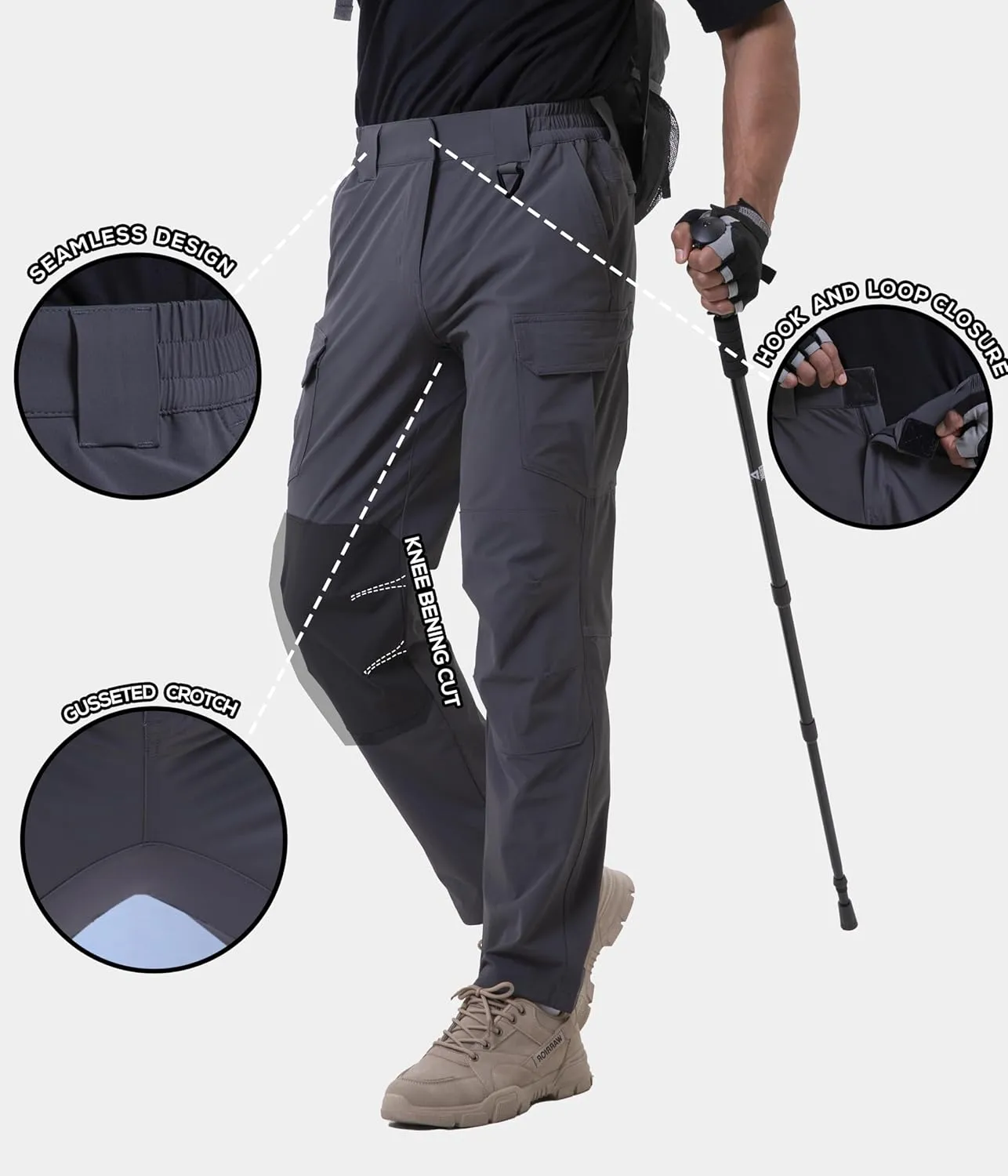 NATUVENIX Lightweight Mens Hiking Pants Quick Dry Travel Pants for Men Water Resistant Work Pants Men with Pockets Outdoor