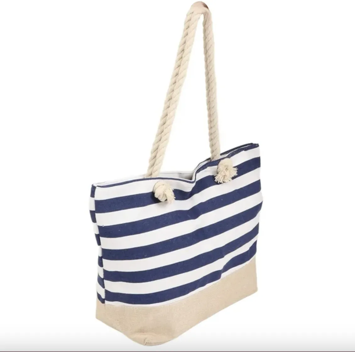 Nautical Striped Beach Tote Bag