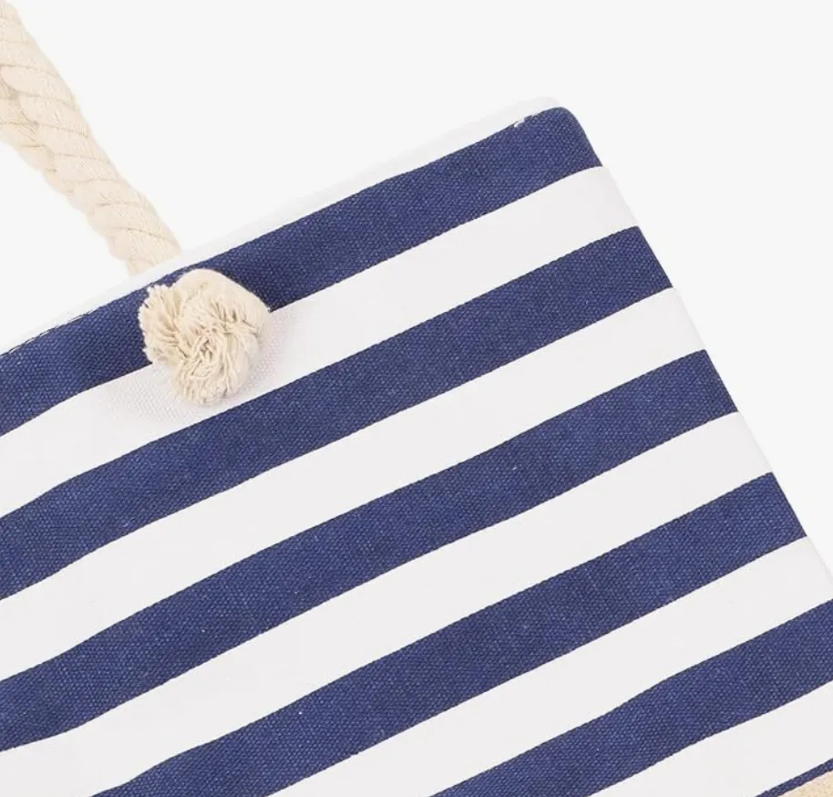 Nautical Striped Beach Tote Bag