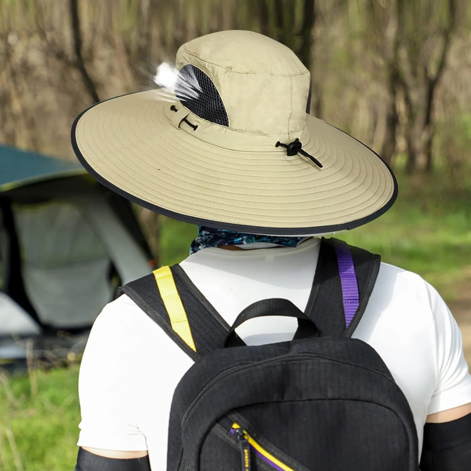 【New Size: L-XXL】 Wide Brim Fishing Sun Hat for Men UPF 50 Waterproof Breathable Safari Hiking Camping Hat for Big/Small Head