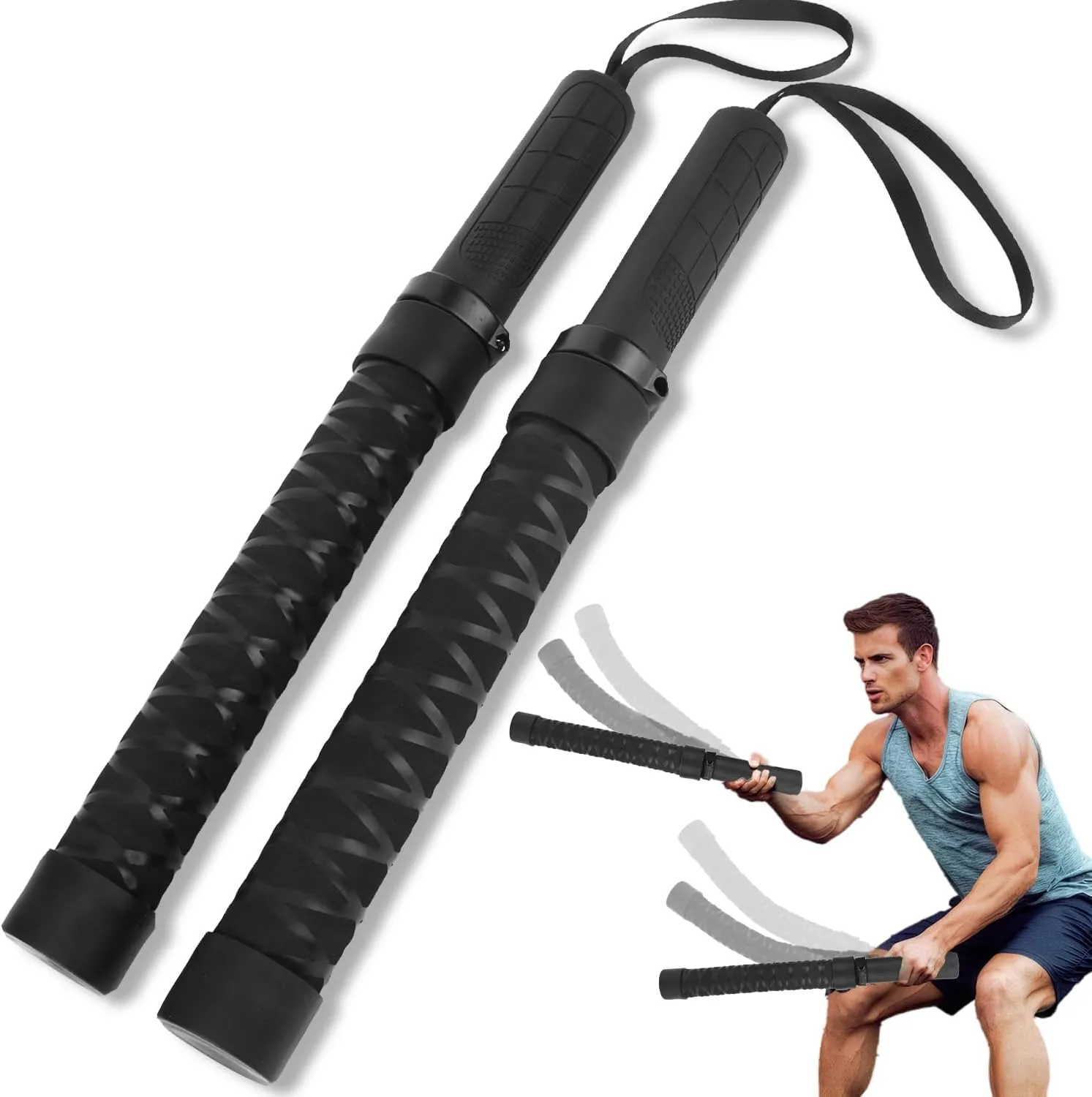 New Weighted Ropeless Battle Ropes for Home Gym, Heave Duty Battle Rope for Advanced Fitness Training, Portable Workout Ropes for Working Out, Durable Exercise Ropes for Home Workout - 2PCS