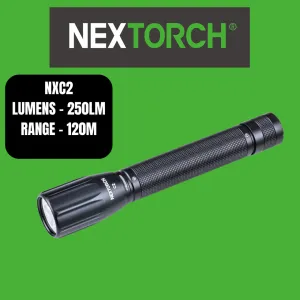 Nextorch C-Series Compact Lightweight Torch, AA Batteries, Lanyard Included, 2 Modes, Tail Cap Switch