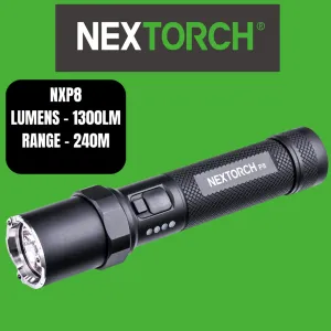 Nextorch P-Series Rechargeable Torch High Output, 5 Modes, Glass Breaker, Power Status Indication, Turbo Mode – NXP8