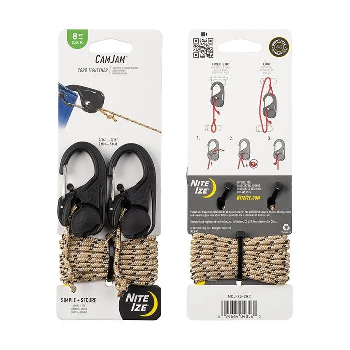 Nite Ize CamJam® 8ft Rope and Cord Tightener, 2-Pack