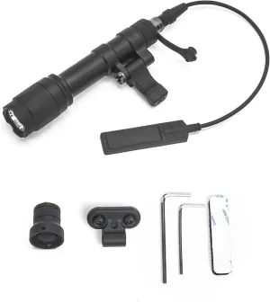 NOBUHIRO M600C 800 Lumens Tactical Flashlight, NO Logo Version with Replaceable Mounting Rotating Base for 20mm Picatinny & Mlok/Keymod Rail, with Remote Pressure & Push Button Switch