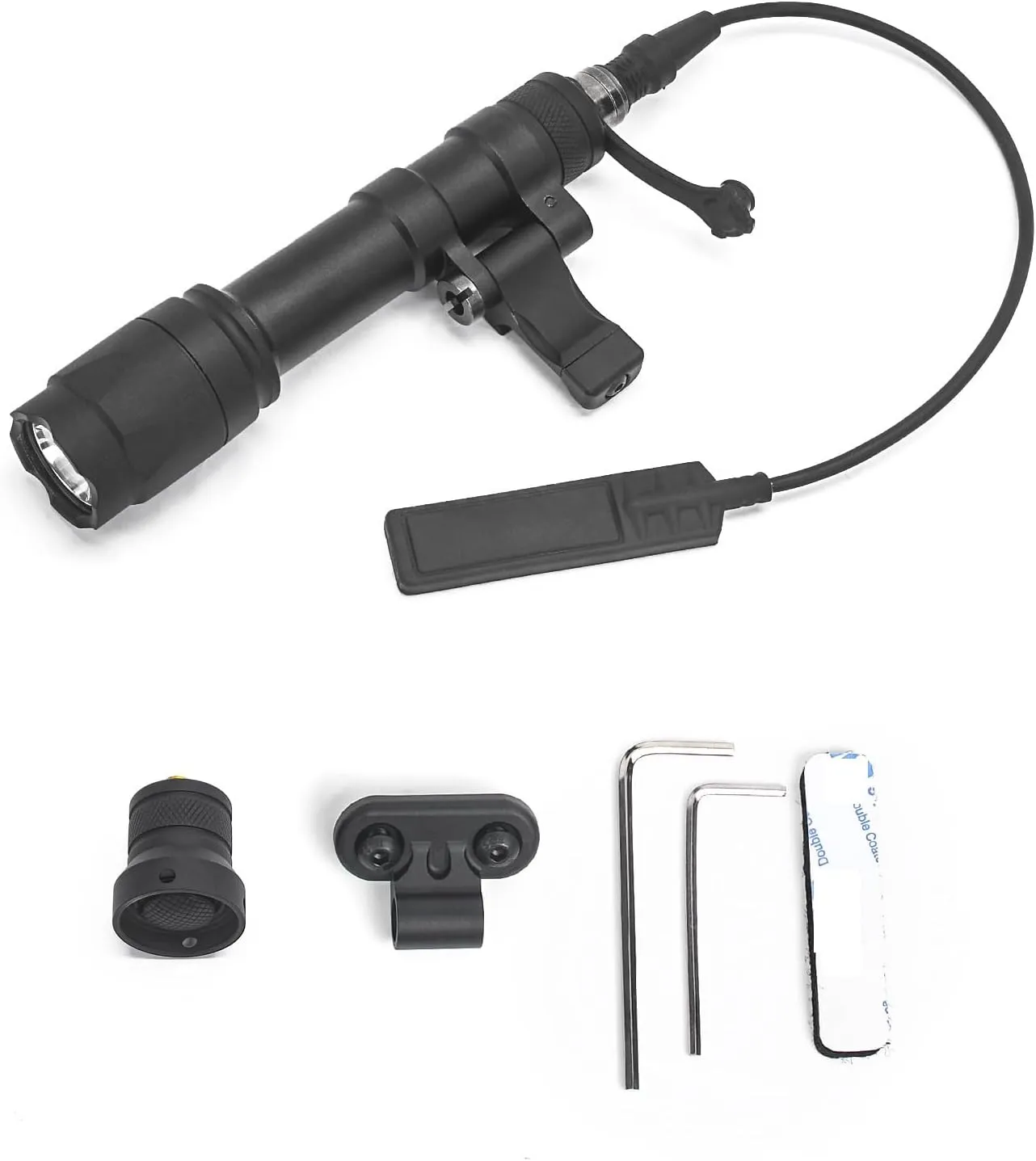 NOBUHIRO M600C 800 Lumens Tactical Flashlight, NO Logo Version with Replaceable Mounting Rotating Base for 20mm Picatinny & Mlok/Keymod Rail, with Remote Pressure & Push Button Switch