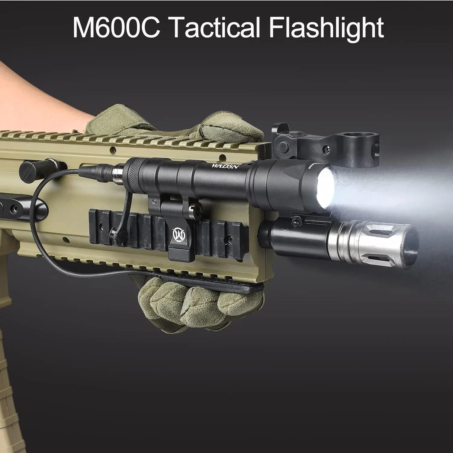 NOBUHIRO M600C 800 Lumens Tactical Flashlight, with Replaceable Mounting Rotating Base, Suitable for 20mm Picatinny & Mlok/Keymod Rail, Include with Remote Pressure & Push Button Switch (M600C)