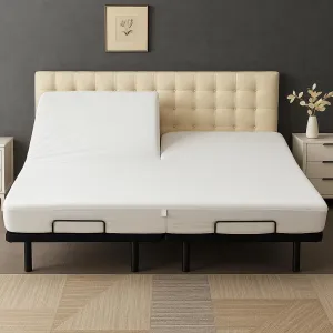 NON Sticky cotton Waterproof Terry Cotton Mattress Protector, 34" Flex Top King Fitted Cover for Sleep Number Adjustable Bed 78" X 80", Deep Pocket Fits 18", White Solid