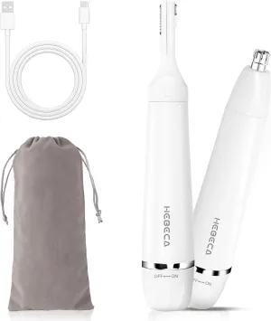 Nose Hair Trimmer for Women Men - Electric Ear and Nose Trimmer Rechargeable Eyebrow Trimmer, Portable Waterproof Facial Hair Removal for Face Ear Nose Eyebrow Trimming (Silver), Small