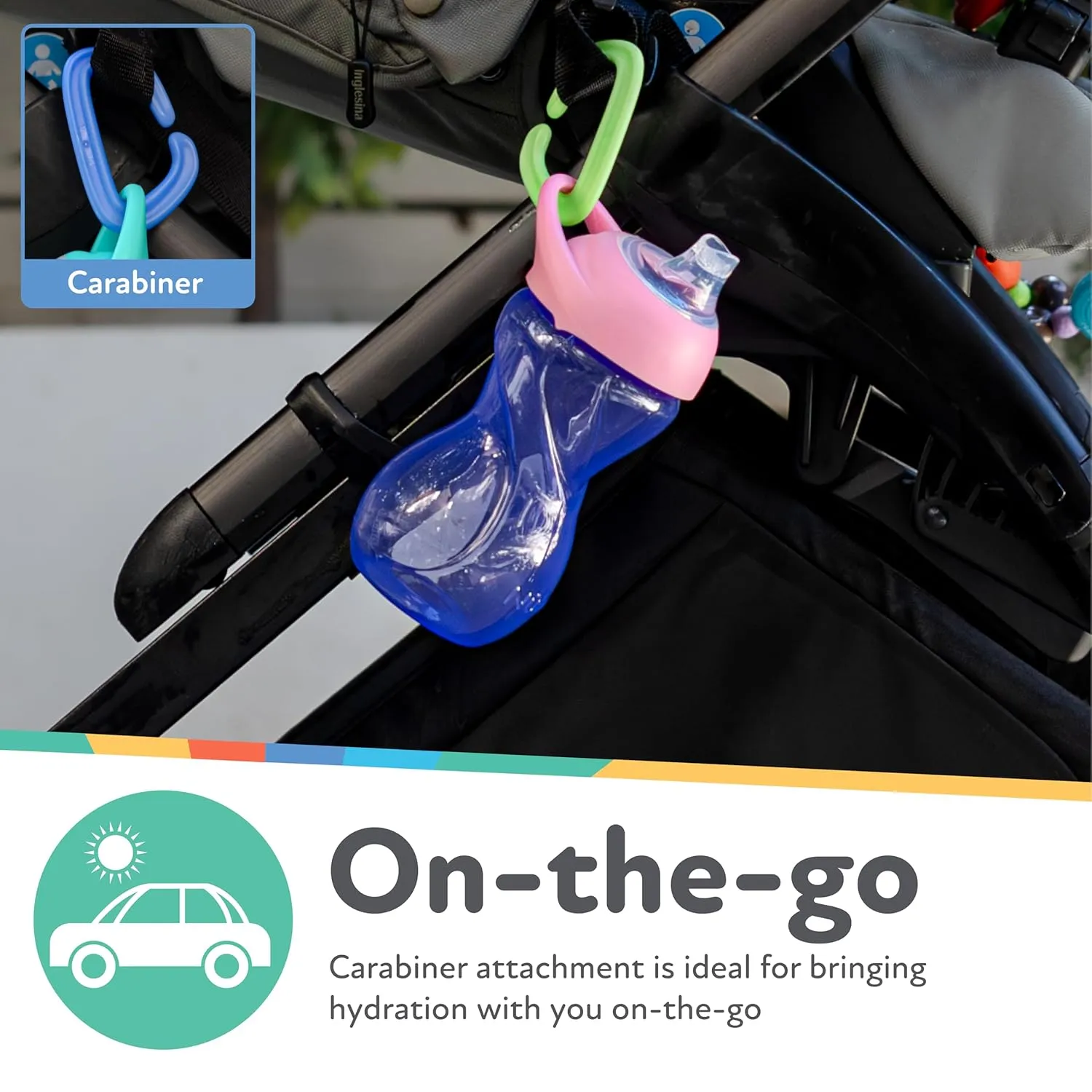 Nuby No-Spill Clik-It Soft Spout Sippy Cup with Carabiner Clip - (3-Pack) 10 oz - Baby Sippy Cup for 6  Month Old with Easy Grip - Aqua/Pink/Purple