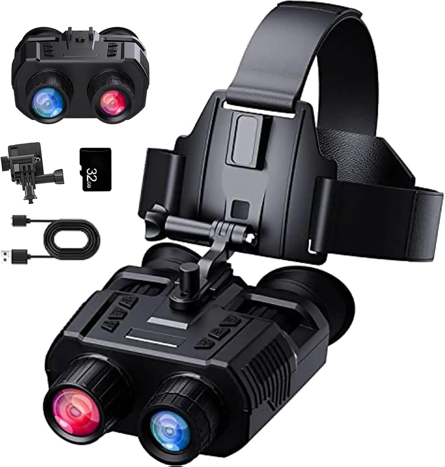 NV8000 4K Night Vision Binoculars with 3D Vision Effect, Rechargeable Night Vision Goggles for Adults 7-Level Infrared 8X Digital Zoom, Helmet-Mounted Night Vision
