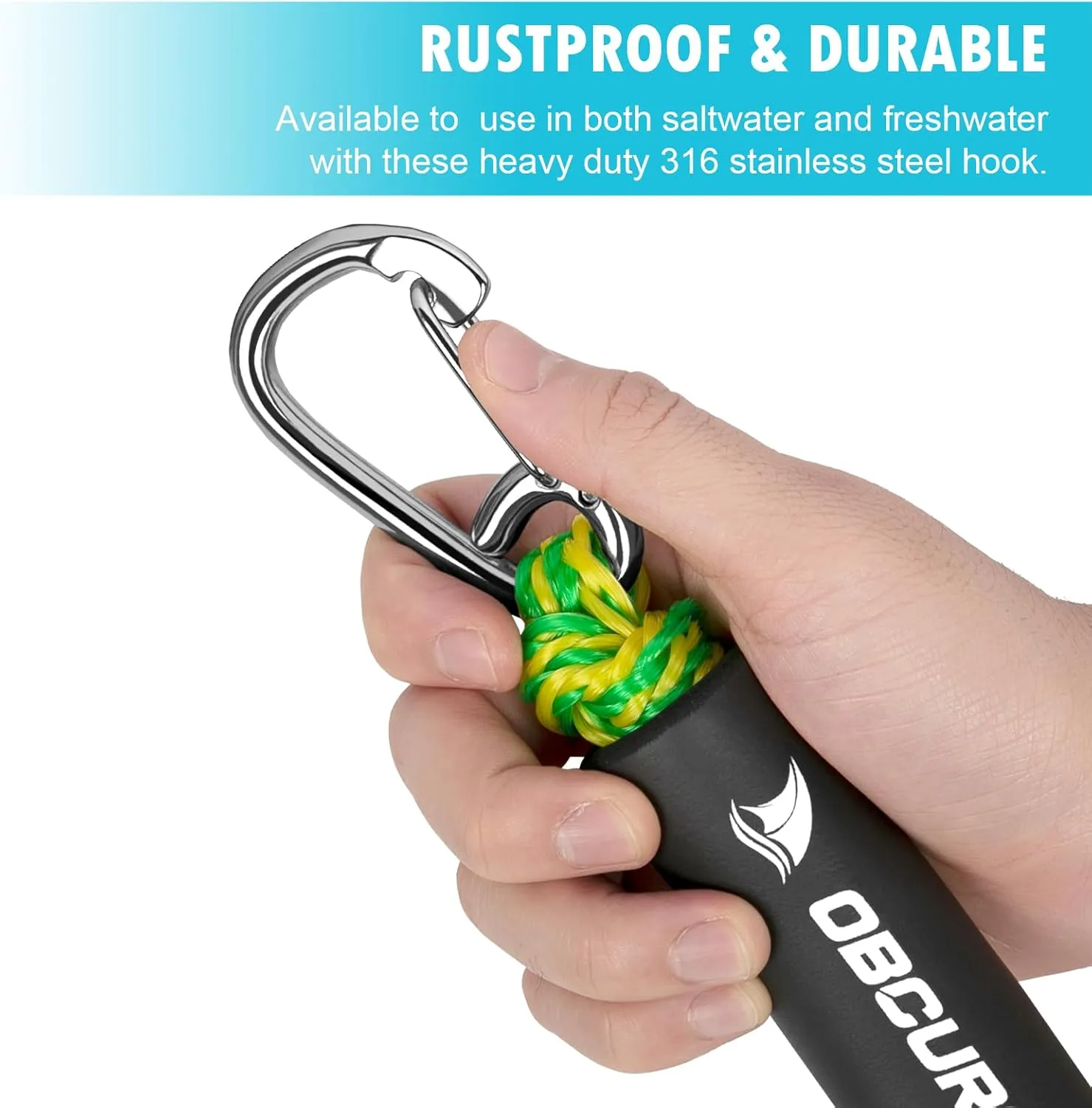 Obcursco 4FT Bungee Dock Lines,Boat Dock Rope,Jet Ski Accessories with 316 Stainless Steel Clip for Kayak,Seadoo,Pontoon,Yamaha WaveRunner,Canoe (2 Pack, Yellow/Green)