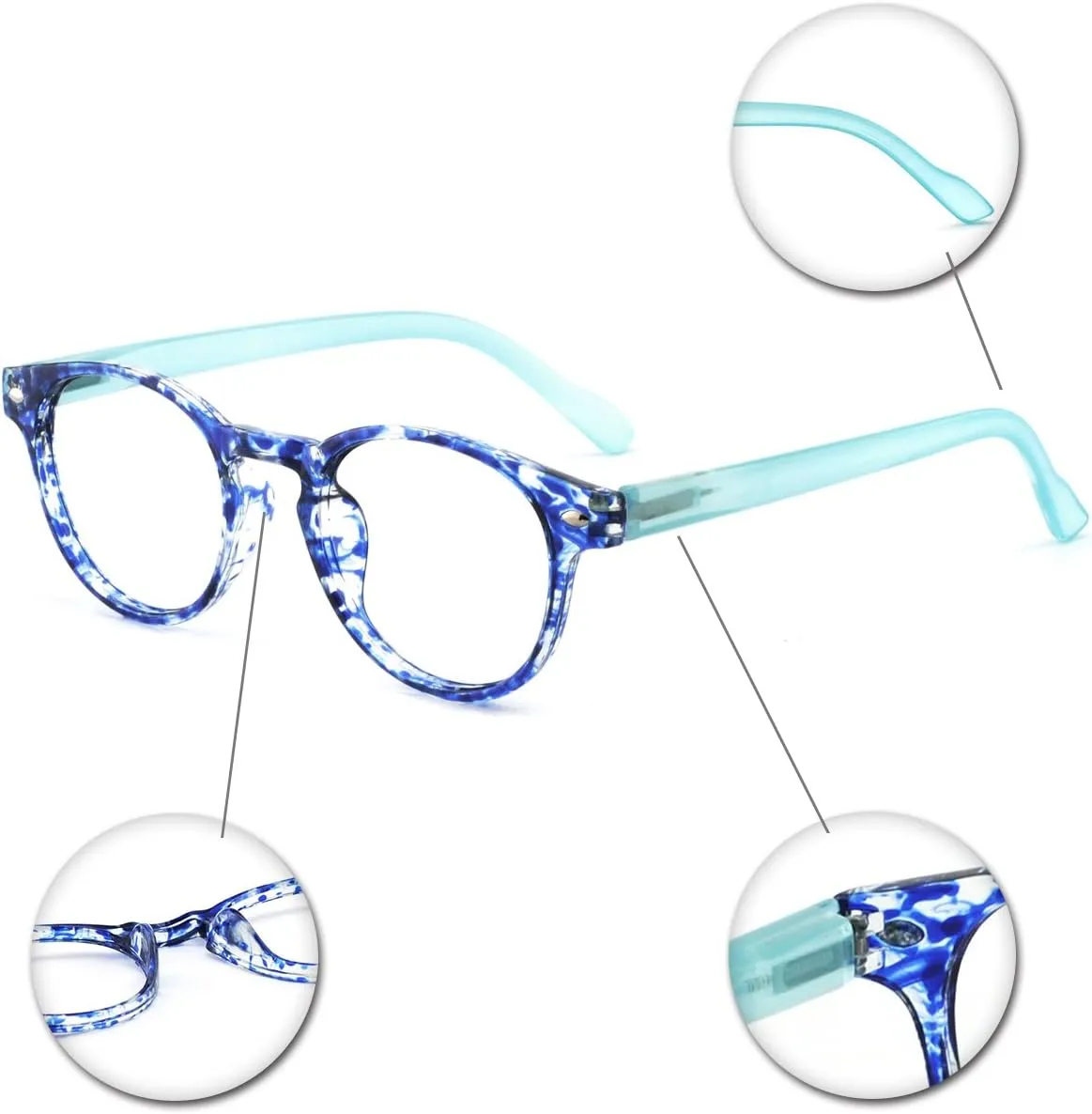 OCCI CHIARI Lightweight Designer Acetate frame Stylish Reading Glasses For Women (Purplish Blue, 0)