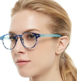 OCCI CHIARI Lightweight Designer Acetate frame Stylish Reading Glasses For Women (Purplish Blue, 0)