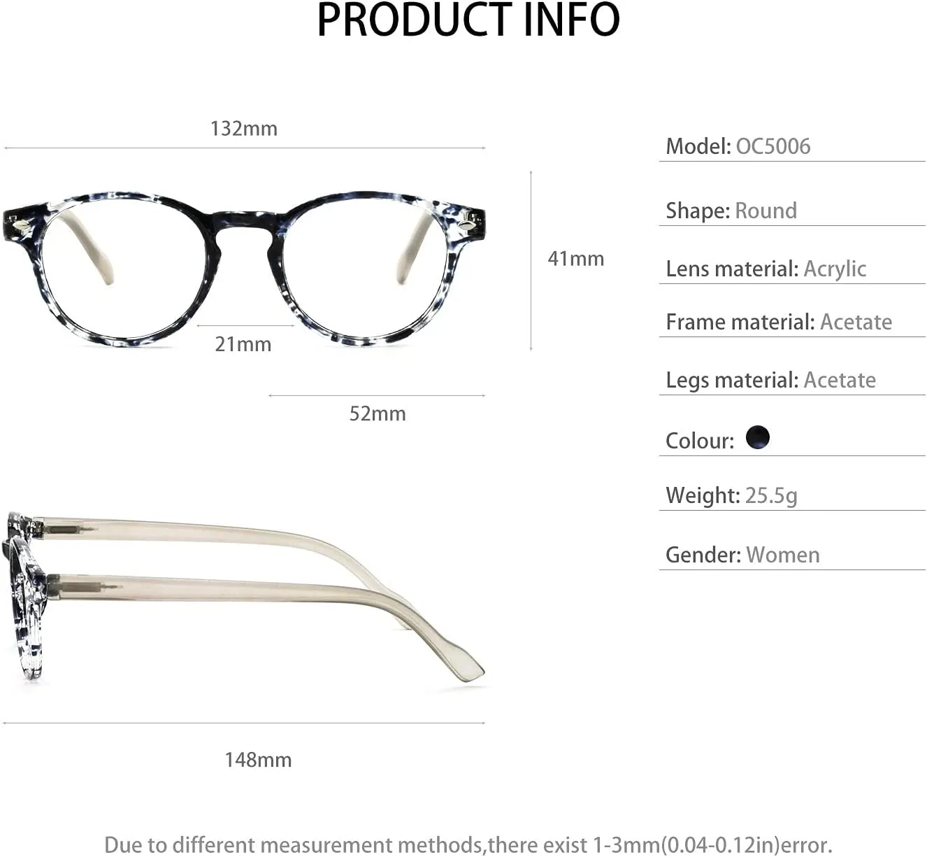 OCCI CHIARI Lightweight Designer Plastic frame Stylish Reading Glasses For Women(Black,1.0)