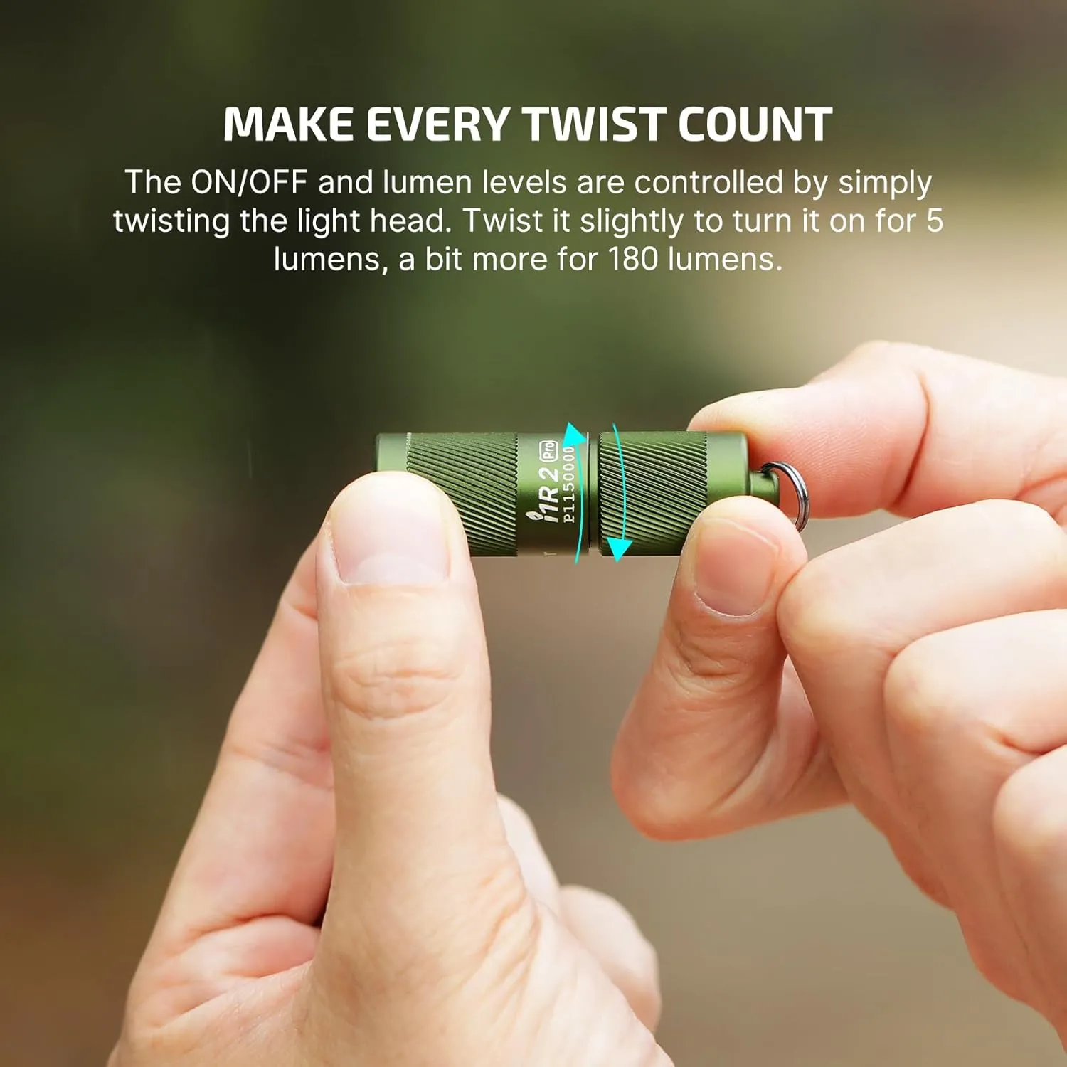 OLIGHT I1R 2 Pro Eos 180 Lumens EDC Rechargeable Keychain Flashlight, Powered by Built-in Rechargeable Battery with Type-C USB Cable, Slim Mini Handheld Light for Everyday Carry (OD Green)