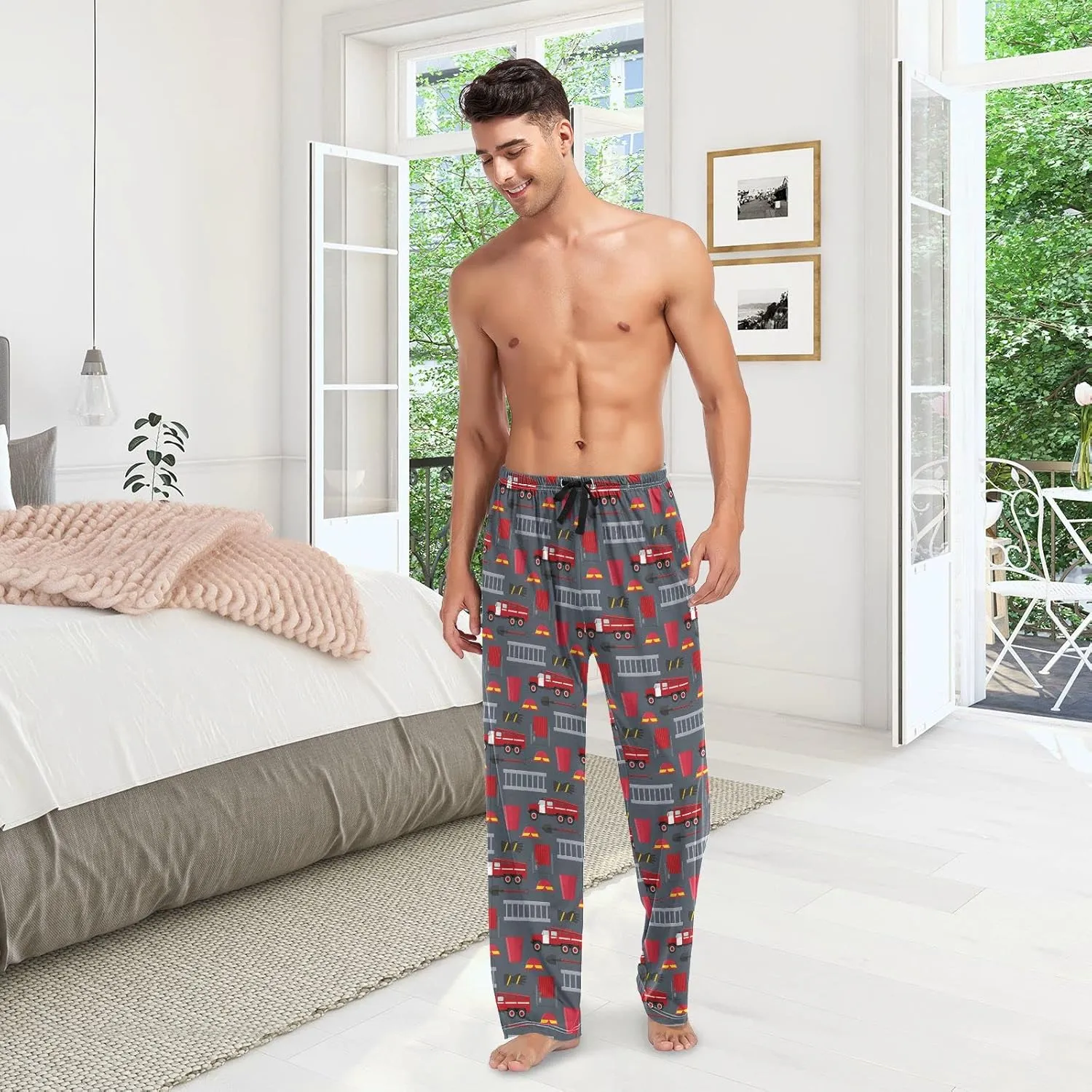 Ollabaky Pjs Men's Pajama Pants Separate Bottoms Men Long Sleep Pants Lounge Pants with Pockets