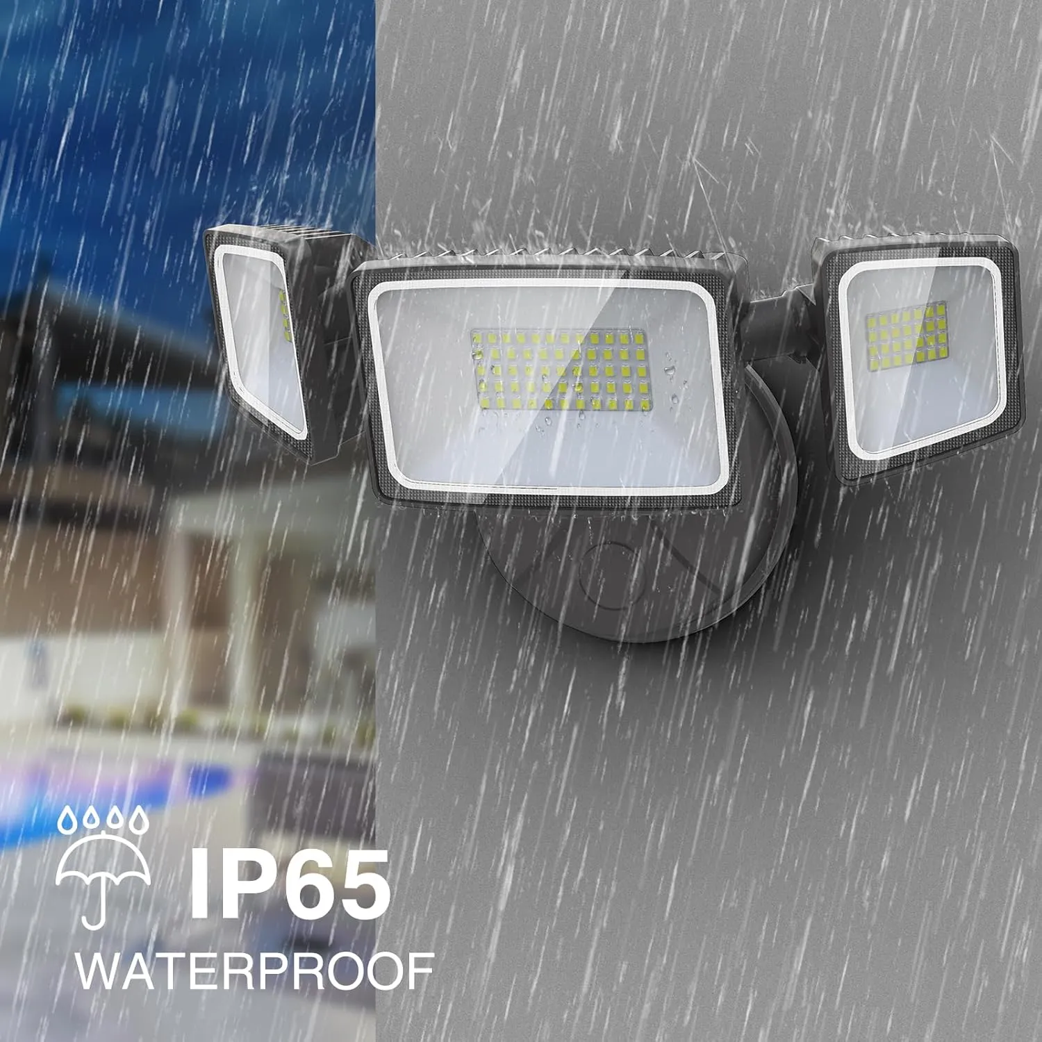 Onforu 60W LED Security Light, 6000LM Brightness Outdoor Flood Light Fixture Switch Controlled, IP65 Waterproof, 6500K White Wall Mount Exterior Security Floodlight for Eave, Yard, Garage, Porch