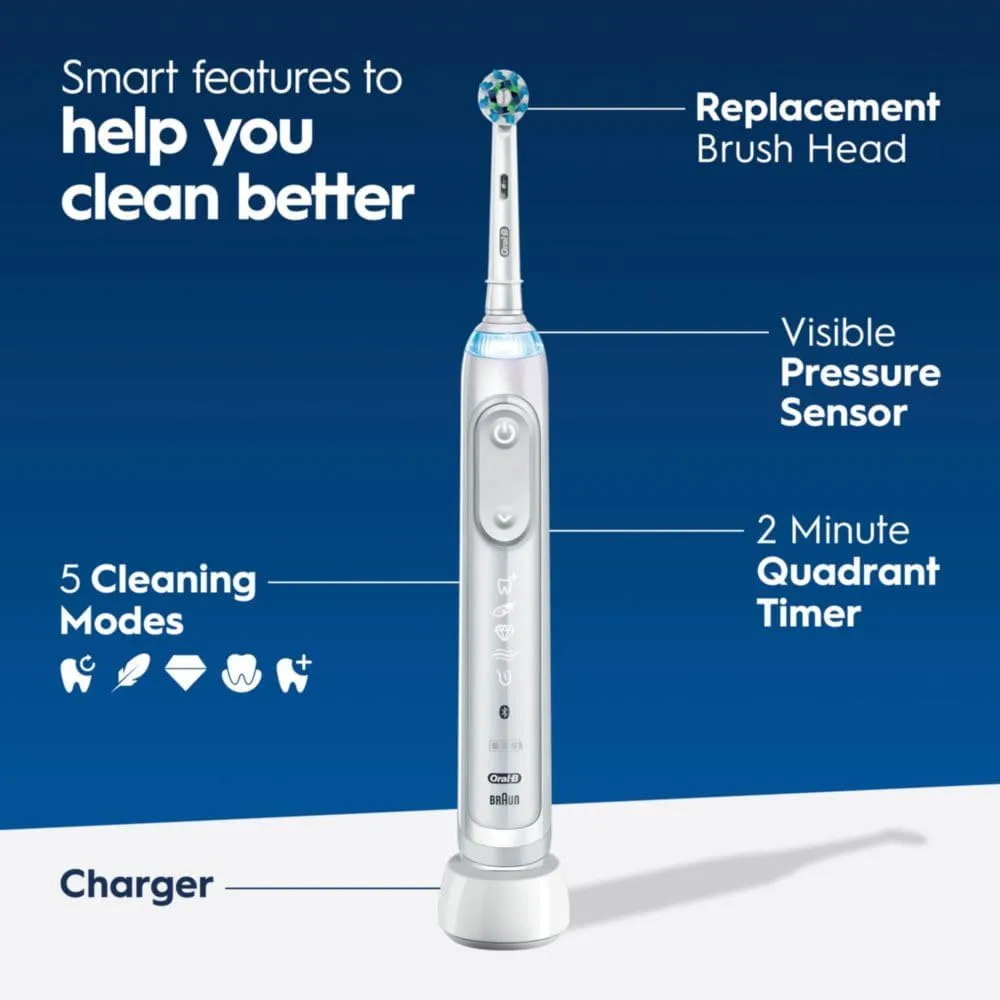 Oral-B Genius X Limited Rechargeable Electric Toothbrush with 1 Replacement Brush Head, Travel Case, White