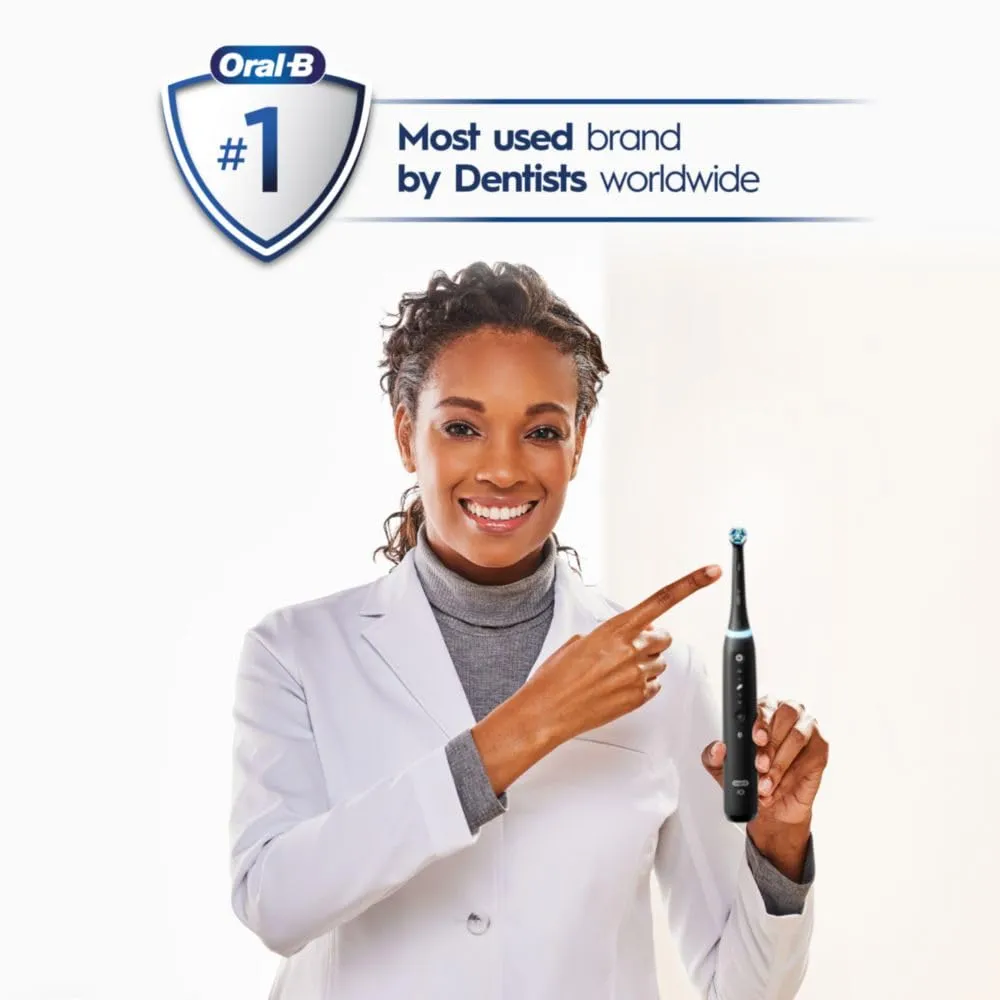 Oral-B iO Deep Clean   Whiten Rechargeable Electric Toothbrush with Visible Pressure Sensor, 2 Minute Timer, 5 Cleaning Settings, 1 iO5 Limited, 3 Toothbrush Heads, Travel Case & Refill Holder, Black
