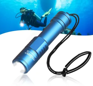 ORCATORCH D520 Scuba Dive Light 1000 Lumens Compact Diving Flashlight IP68 Waterproof Night Dive Torch Submarine Diving Lights with Rotary Switch for Underwater 150 Meters Deep Sea Diving (Blue)