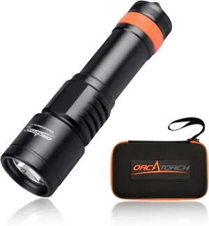ORCATORCH D700 1700 Lumens Dive Light Torch Mechanical Head Twist ON/Off Professional Underwater Submersible Flashlight, IP68 Waterproof, for Scuba Divers Technical Wreck Deep Sea Diving